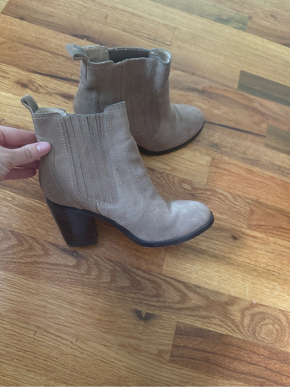 Sole Society Taupe Suede Ankle Boots with heel